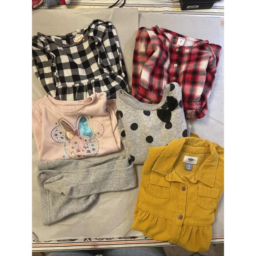 6 Pc‎ Fall Winter Clothing Lot Girls 5T Cordurouy Plaid Bow School Casual